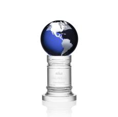 Colverstone Globe Blue/Silver Spheres Crystal Award - Crystal Globe Awards 
