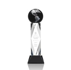 Ripley Globe Black/Silver Obelisk Crystal Award - Crystal Globe Awards 