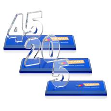 Northam Anniversary Full Color Blue Number Crystal Award - Corporate Awards