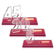 Northam Anniversary Full Color Red Number Crystal Award - Corporate Awards