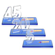 Northam Anniversary Full Color Sky Blue Number Crystal Award - Corporate Awards