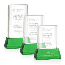 Merit Green on Base Rectangle Crystal Award - Corporate Awards