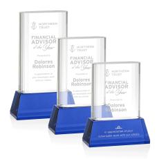 Merit Blue on Base Rectangle Crystal Award - Corporate Awards