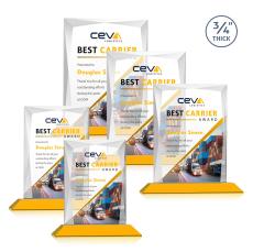 Messina Full Color Amber Rectangle Crystal Award - Full Color Awards