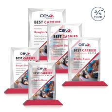 Messina Full Color Red Rectangle Crystal Award - Full Color Awards