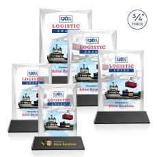 Messina Full Color Blackon Newhaven Base Rectangle Crystal Award - Full Color Awards
