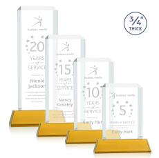 Dalton Amber on Newhaven Rectangle Crystal Award - Glass Awards