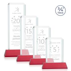 Dalton Red on Newhaven Rectangle Crystal Award - Glass Awards