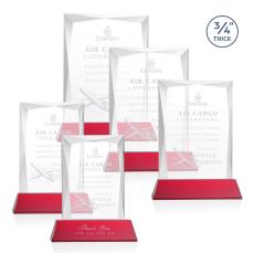 Messina Red on Newhaven Base Rectangle Crystal Award - Corporate Awards