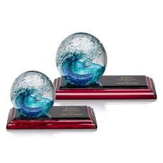 Surfside Spheres on Rosewood Base Glass Award - Modern Awards