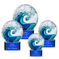 Surfside Blue on Paragon Spheres Glass Award - Art Glass Awards