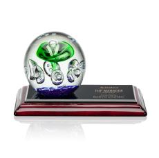 Aquarius Spheres on Rosewood Base Glass Award - Corporate Awards