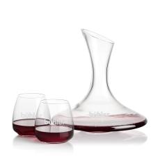 Madagascar Carafe & Hogarth Stemless Wine - Etched Barware
