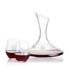 Madagascar Carafe & Reina Stemless Wine - Etched Barware