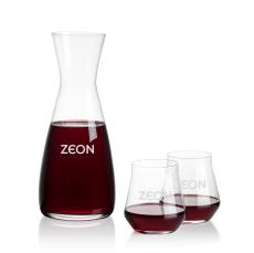 Portofino Carafe & Bretton Stemless Wine - Etched Barware