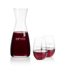 Portofino Carafe & Boston Stemless Wine - Etched Barware