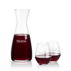 Portofino Carafe & Reina Stemless Wine - Etched Barware