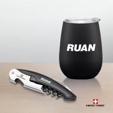 Swiss Force Rosette Wine Gift Set - Etched Barware