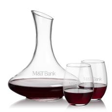 Kanata Carafe & Stanford Stemless Wine - Etched Barware