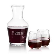 Summit Carafe & Crestview Stemless Wine Set - Etched Barware
