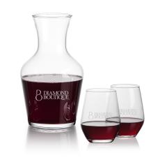 Summit Carafe & Mandelay Stemless Wine Set - Etched Barware