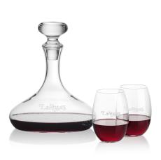Stratford Decanter & Carlita Stemless Wine - Etched Barware