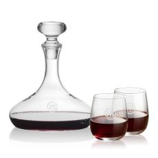 Stratford Decanter & Crestview Stemless Wine - Etched Barware