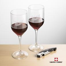 Swiss Force Opener & Belmont Wine - Etched Barware