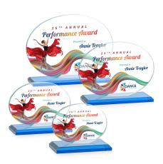 Austin (Horiz) Full Color Sky Blue Circle Crystal Award - Corporate Awards