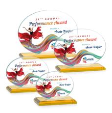 Austin (Horiz) Full Color Amber Circle Crystal Award - Corporate Awards