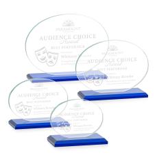 Austin Blue (Horiz) Circle Crystal Award - Glass Awards