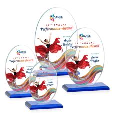 Austin (Vert) Full Color Blue Circle Crystal Award - Glass Awards