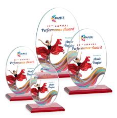 Austin (Vert) Full Color Red Circle Crystal Award - Glass Awards