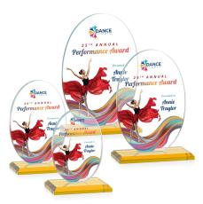 Austin (Vert) Full Color Amber Circle Crystal Award - Glass Awards