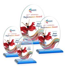 Austin (Vert) Full Color Sky Blue Circle Crystal Award - Crystal Awards