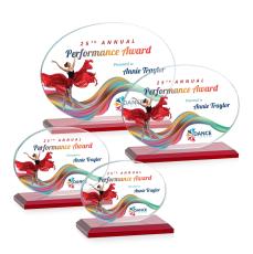 Austin (Horiz) Full Color Red  Circle Crystal Award - Glass Awards