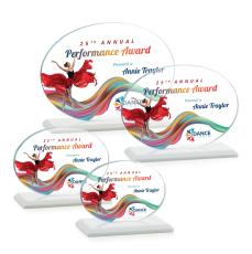 Austin (Horiz) Full Color White Circle Crystal Award - Crystal Awards