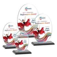 Austin (Vert) Full Color Black  Circle Crystal Award - Crystal Awards