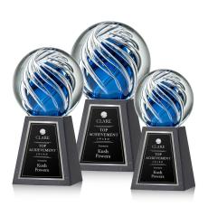 Genista Spheres on Tall Marble Base Glass Award - Modern Awards