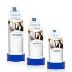 Lauder Full Color Blue on Base Circle Crystal Award - Glass Awards