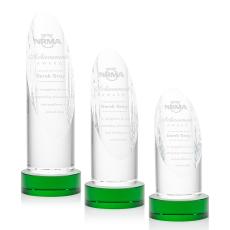 Lauder Green on Base Obelisk Crystal Award - Glass Awards