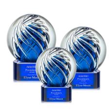 Genista Blue on Paragon Base Spheres Glass Award - Modern Awards