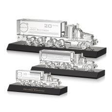 Crystal 18 Wheeler on Base - Black - Truck Drive Awards