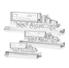 Crystal 18 Wheeler on Base - Clear - Corporate Awards