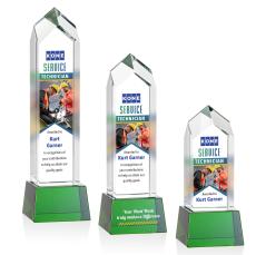 Clarington Full Color Green on Base Obelisk Crystal Award - Full Color Awards