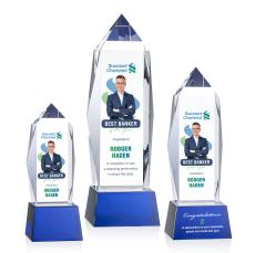 Bloomington Full Color Blue on Base Obelisk Crystal Award - Full Color Awards