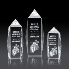 Bloomington Obelisk 3D Crystal Award - 3D Laser Engraved