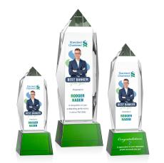 Bloomington Full Color Green on Base Obelisk Crystal Award - Full Color Awards