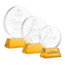 Glenwood Amber on Base Circle Crystal Award - Employee Awards