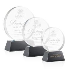 Glenwood Black on Base Circle Crystal Award - Employee Awards